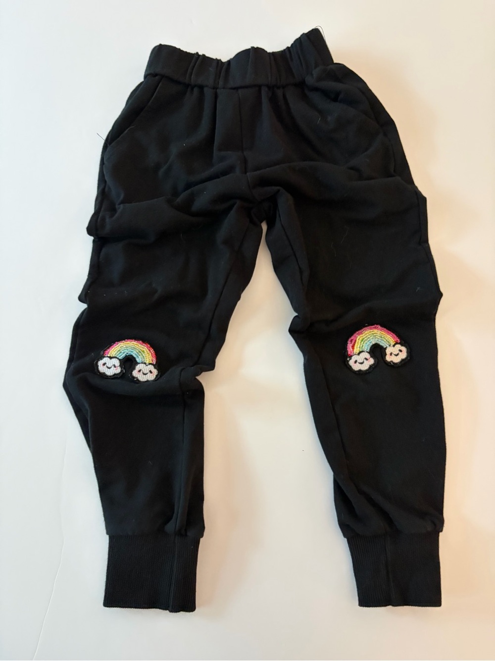 Lola + The Boys Black Joggers with Rainbow Knee Patches - Play condition